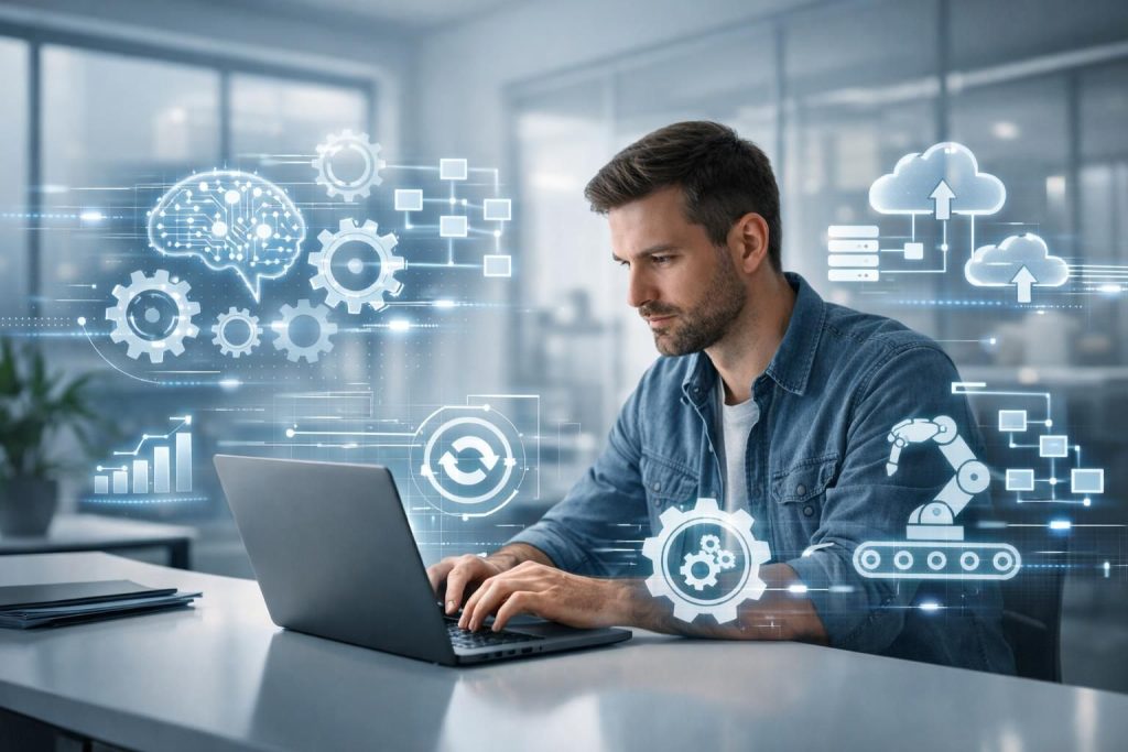 erfahren sie, wie sie mit ki und no-code-tools ein automatisiertes unternehmen aufbauen können – ganz ohne ein team. schritt-für-schritt-anleitung für effiziente geschäftsautomatisierung.