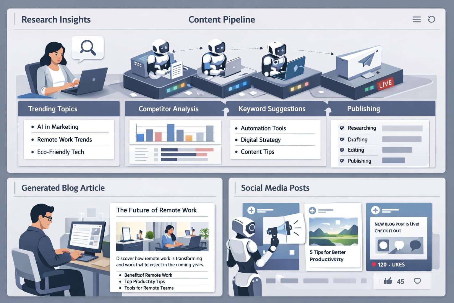 entdecken sie, wie sie mit ki-agenten eine komplette content-strategie automatisieren können, um zeit zu sparen und ihre marketingeffizienz zu steigern.